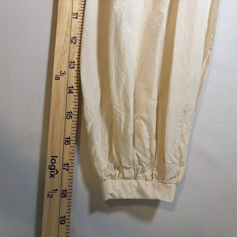 Kate Spade Cream Silk Cotton Tiered Babydoll Blouse Crystal Flower Button K6359 - Picture 10 of 12